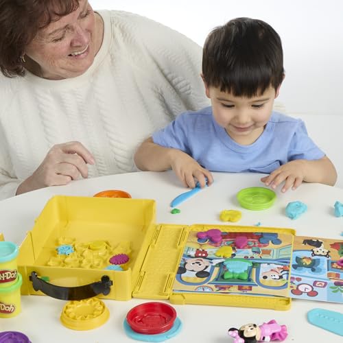 Play-Doh Disney Junior Mickey Mouse Clubhouse, Shape a Story Playset, Storage & Travel, Arts & Crafts Preschool Toys for Kids 2+