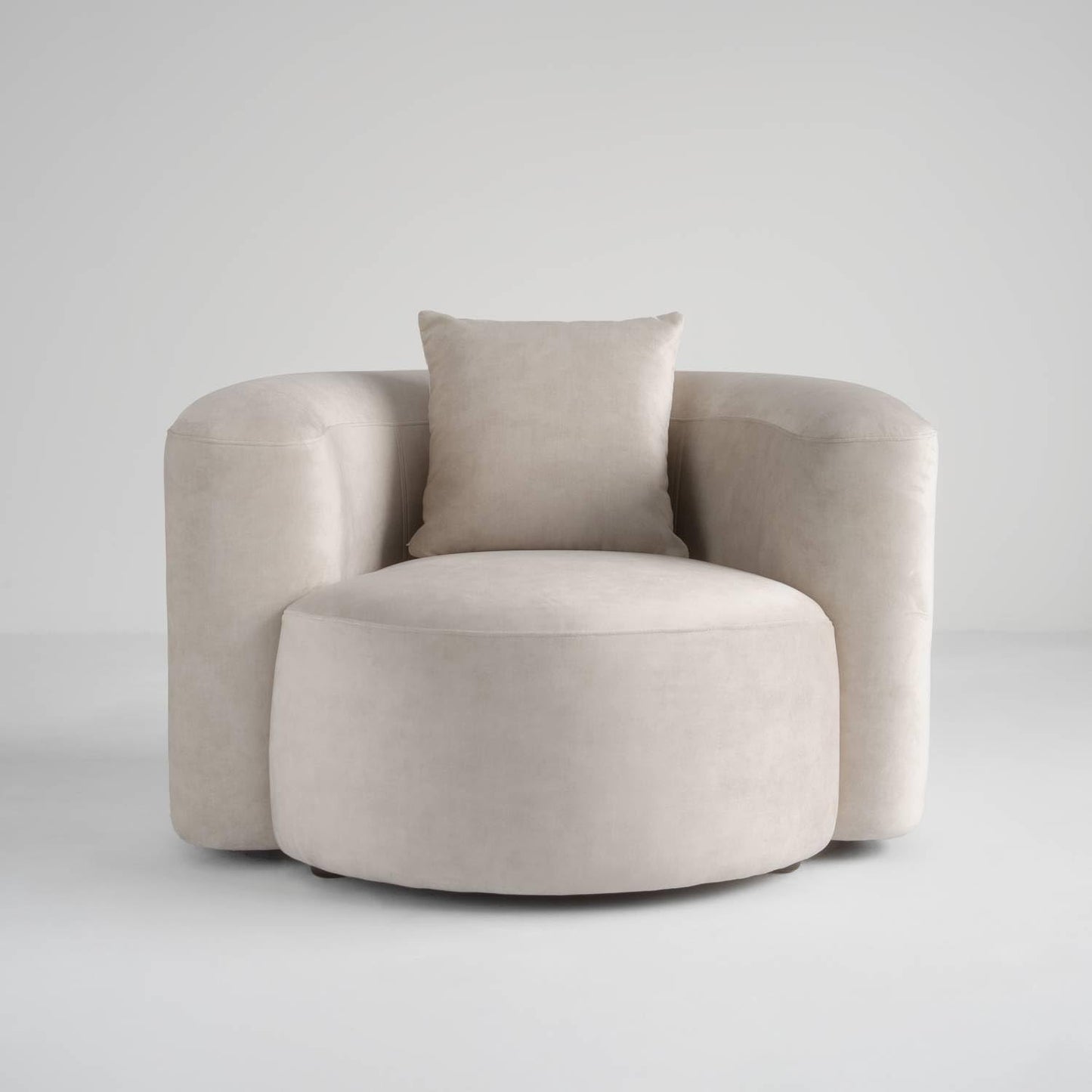 Acanva Luxury Modern Tight Curved Back Velvet Sofa, Minimalist Style Comfy Couch for Living Room Apartment Reception Space, Cream Single Chair Set of 2