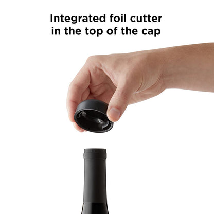 Rabbit Automatic Electric Corkscrew Wine Opener, Cordless Rechargeable, One-Touch Operation, Sleek Shiny Black Finish, Easy to Use for Wine Lovers