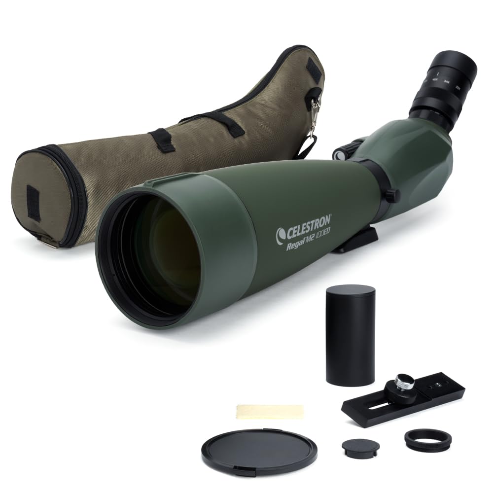 Celestron – Regal M2 100ED Spotting Scope – ED Glass for Birding and Outdoor Activities – Phase and Dielectric Coated BaK-4 Prism – Fully Multi-Coated Optics – Dual Focus – 22-67x Zoom Eyepiece