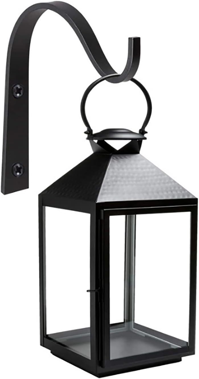 Iron Wall Hook 4PCS - Black Rustic Heavy-Duty Metal Hooks with Screws for Lanterns, Coats, and Plant Hangers