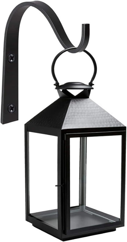 Iron Wall Hook 4PCS - Black Rustic Heavy-Duty Metal Hooks with Screws for Lanterns, Coats, and Plant Hangers