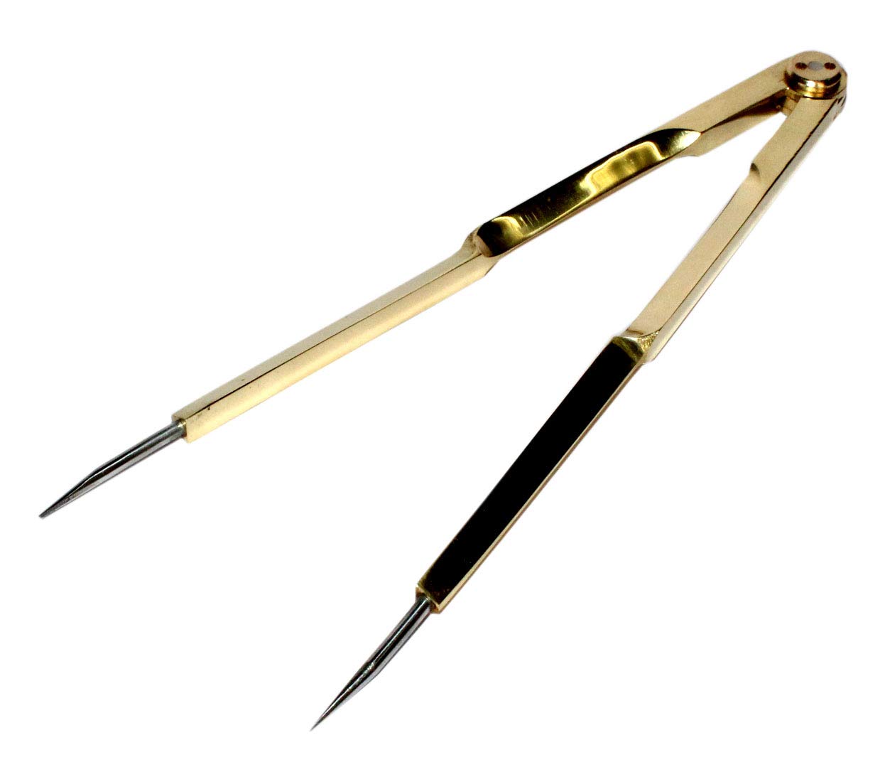 Vintage Navigation Straight Pattern Artist Divider Solid Brass Drawing Tool Professional 6” Long Solid Brass with Heavy Duty Steel Point with Leather Case with Stainless tip