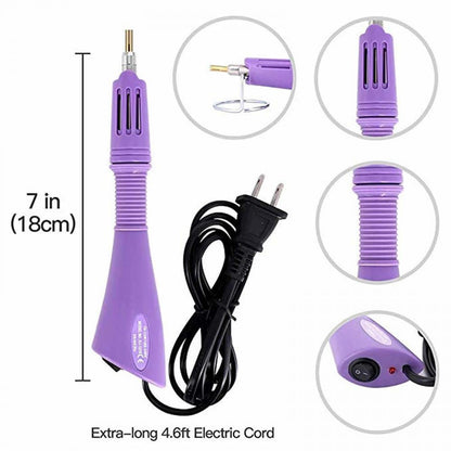Hotfix Applicator, 7 in 1 Hot Fixed Wand Bedazzler Kit, Rhinestones Setter Wand Tool with 7 Different Tip Sizes, DIY Bedazzler Kit with Rhinestones with Support Stand (American standard (black))