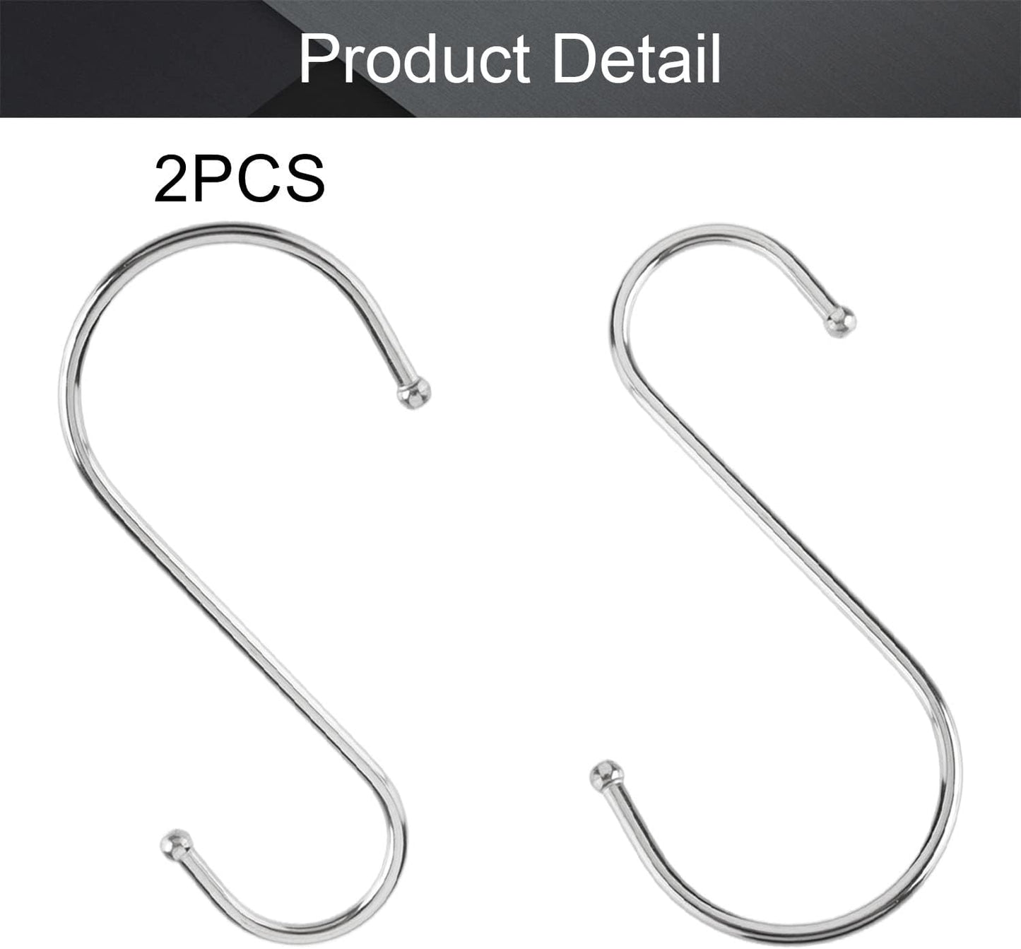MroMax Stainless Steel S Hooks, 125mm/4.92" Silver S Shaped Hook Hangers for Kitchen, Bathroom, Bedroom, Storage Room,