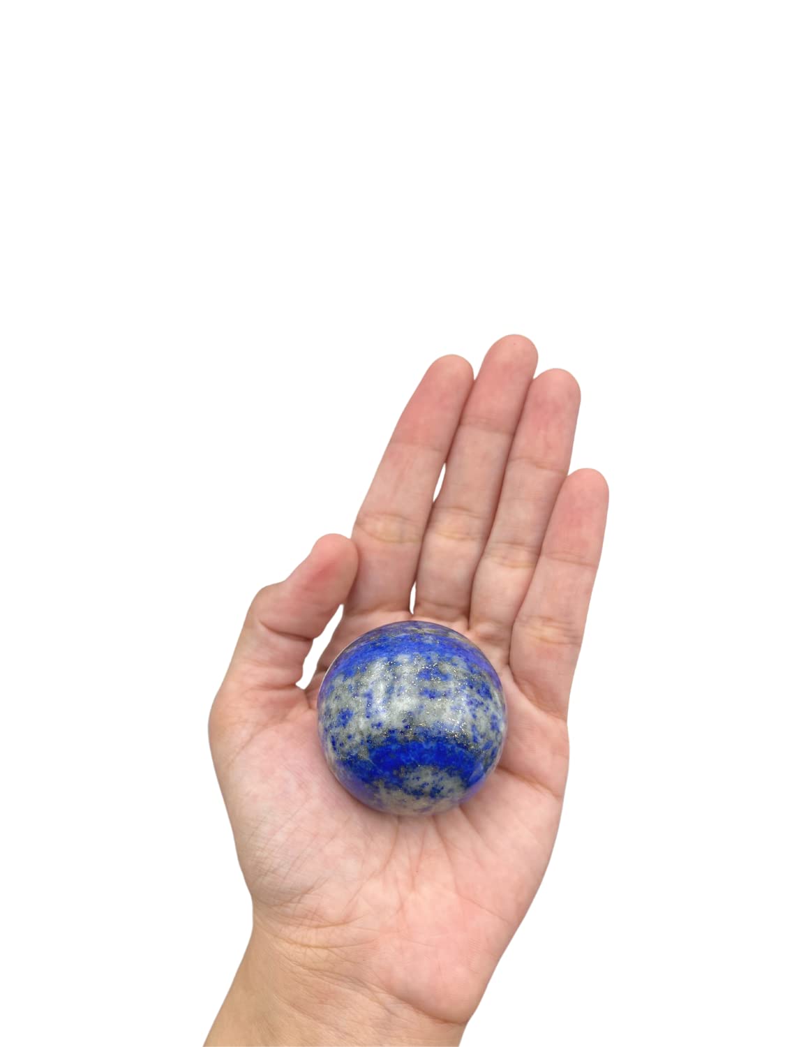 WholesaleGemShop Natural Lapis Lazuli 40-45 mm Ball Sphere Gemstone A+ Hand Carved Crystal Altar Healing Devotional Focus Spiritual Chakra Cleansing Metaphysical Gift Men Women