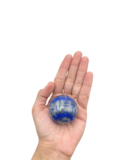 WholesaleGemShop Natural Lapis Lazuli 40-45 mm Ball Sphere Gemstone A+ Hand Carved Crystal Altar Healing Devotional Focus Spiritual Chakra Cleansing Metaphysical Gift Men Women