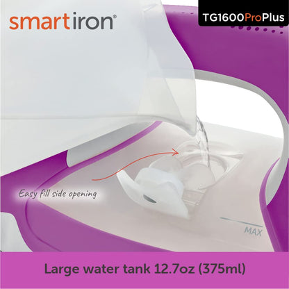 oliso TG1600 ProPlus Smart Iron with Auto-Lift – 1800 Watt Steam Iron for Clothes, Sewing, Quilting & Crafting – Diamond Ceramic-Flow Soleplate, Orchid