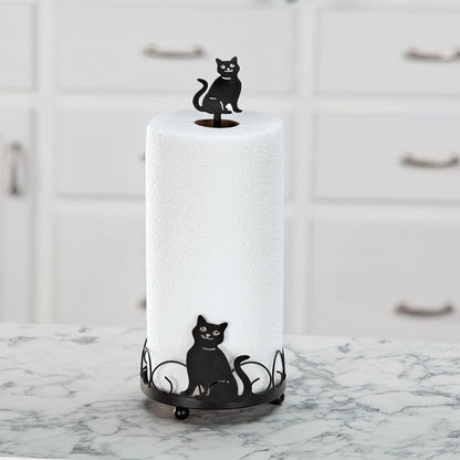 14" 5 3/4" Cat Design Metal Paper Towel Holder, Metal Base for Added Support, Kitchen Storage and Organization Measures