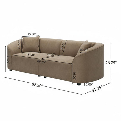 Merax 87" Curved Sofa Comfy Contemporary Upholstered Loveseat with Extra Deep Seats for Living Room Apartment Office, Brown
