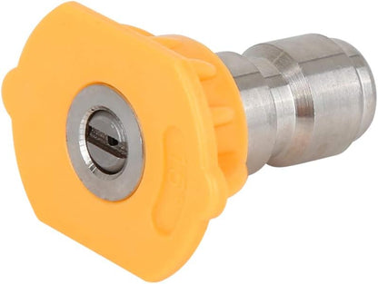 X AUTOHAUX 2pcs 15 Degrees Pressure Washer Spray Nozzle Tip, 0.05'' Quick Connector High Pressure Nozzle Yellow for Car