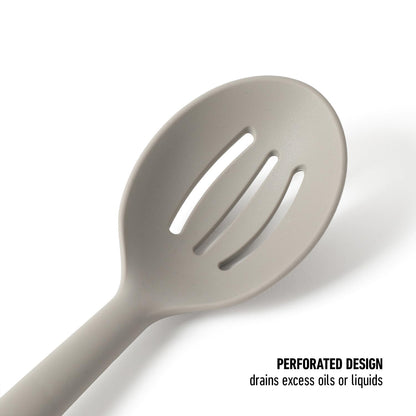 Calphalon Prime Stainless Steel Slotted Kitchen Spoon/Skimmer W/Taupe Silicone Head