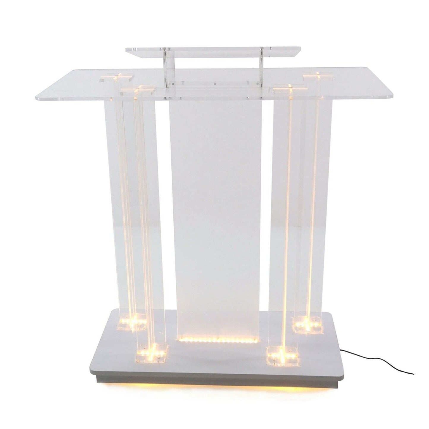 BTZHY Lectern Podium Stand, Acrylic Pulpit Large Rolling Luminous Lecture Stage Welcome Stage Reception Host Podium Conference Stage with Casters Luxury Reading Table,#1
