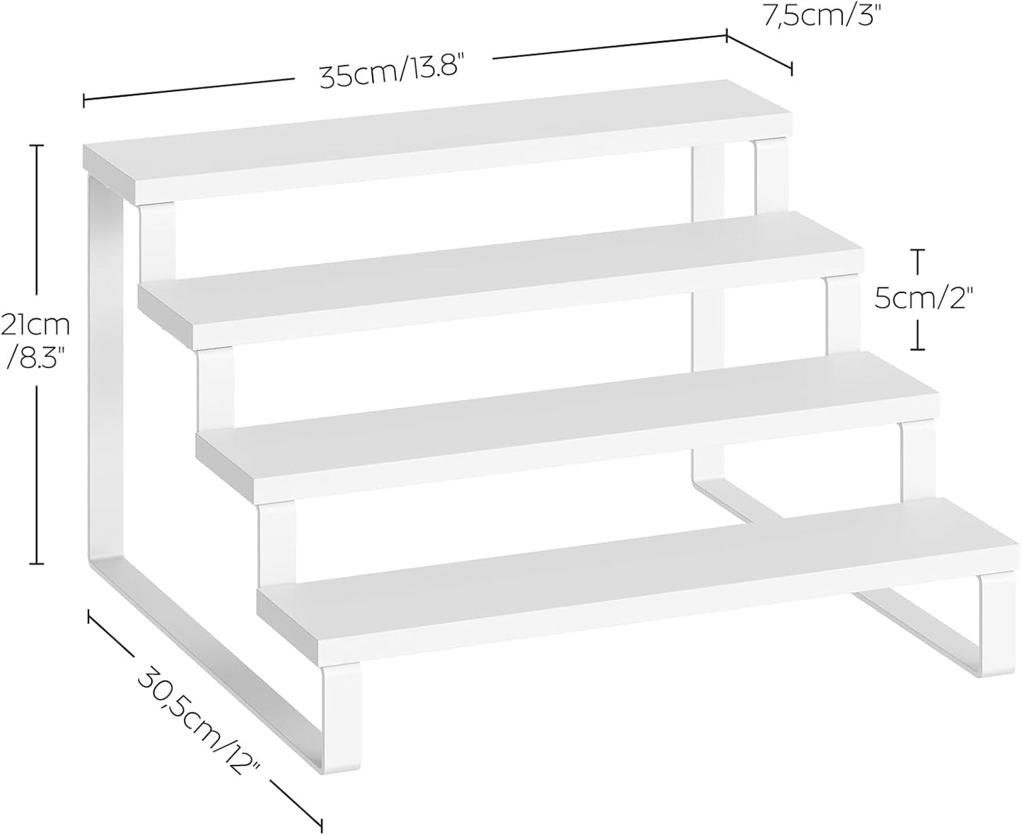 Set 2, Countertop SR04L2WW YATINEY Spice Rack, Wooden Display Riser Stand, of Perfume Organizer, Vanity Display Stand