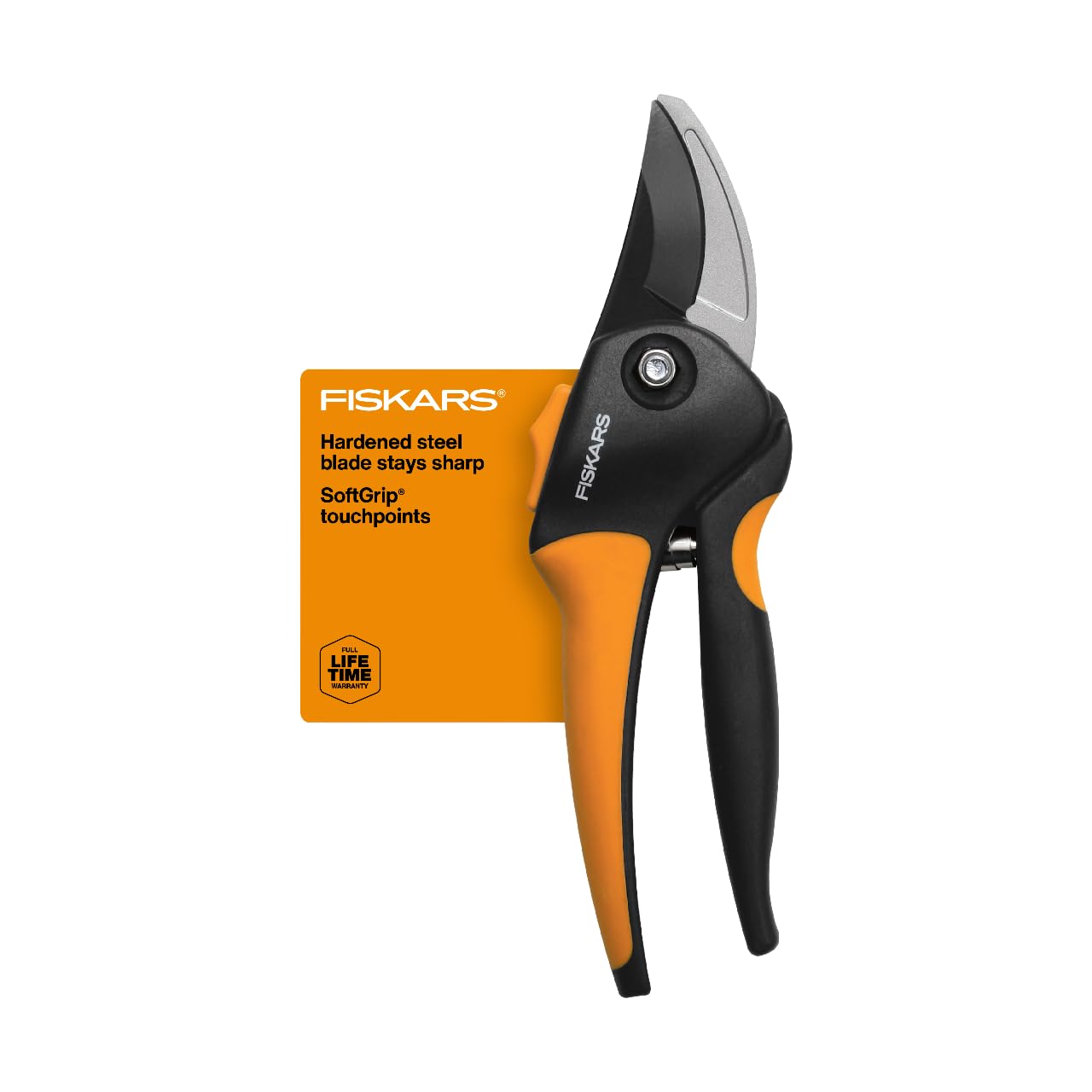 Fiskars Bypass Pruning Shears, Branch Cutter with 5/8" Cut Capacity, Garden Shears with Sharp Steel Blade, Rust Resistant, Ergonomic Pruners with Comfort Handle and Safety Lock, Gardening Hand Tools
