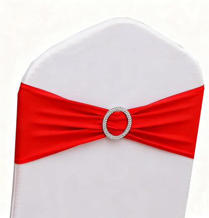 Spandex Red Chair Sashes by [Brand Name] - 50 Pack Elegant Chair Bands for Wedding & Party Decor