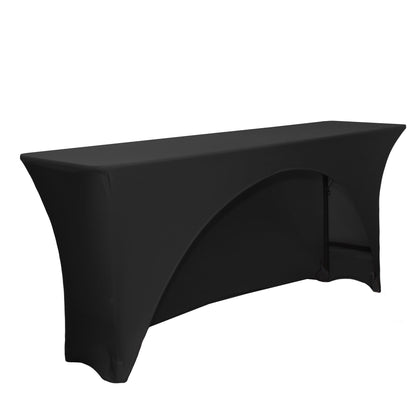 YOUR CHAIR COVERS - Spandex 8 Ft x 18 Inches, Narrow Classroom Open Back Rectangular Training Stretch Tablecloth - Black