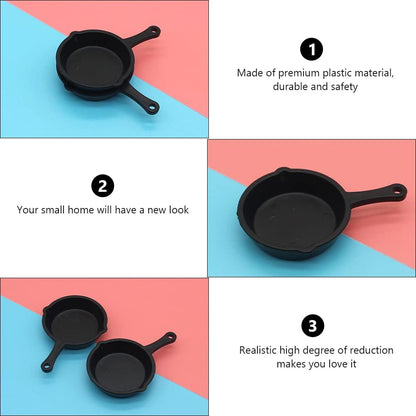 ARTIBETTER 10pcs Mini Cast Iron Skillet Set, Small Frying Pan for Dollhouse Kitchen Accessories