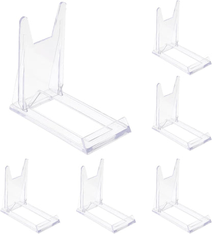 uxcell 4" Plastic Plate Stands, Display Easels for Card, Photo Frame, Desktop, Black, 6 Pcs