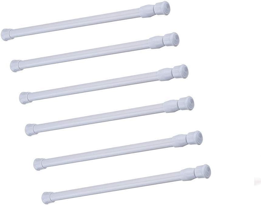 Tension Rods 6 Pack, Adjustable Spring Steel Bars 21.6 to 35.4 Inches, Extendable Width for Curtain, Shower, Closet