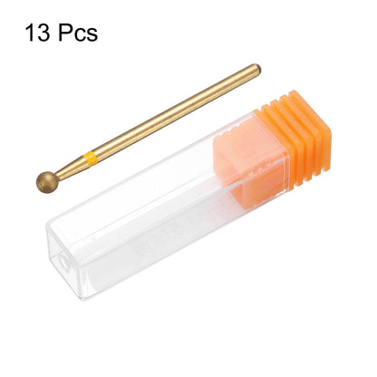 HARFINGTON 13pcs 325-400 Grits Diamond Grinding Bit 3.5mm Ball Head 2.35mm Shank 3.5mm Length Titanium Plated Stone Sanding Drill Bits Rotary Tool for Nails Grinding Polishing