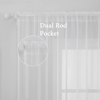 MIULEE 2 Panels Solid Color White Sheer Window Curtains Elegant Window Voile Panels/Drapes/Treatment for Bedroom Living Room (54 X 84 Inches White)