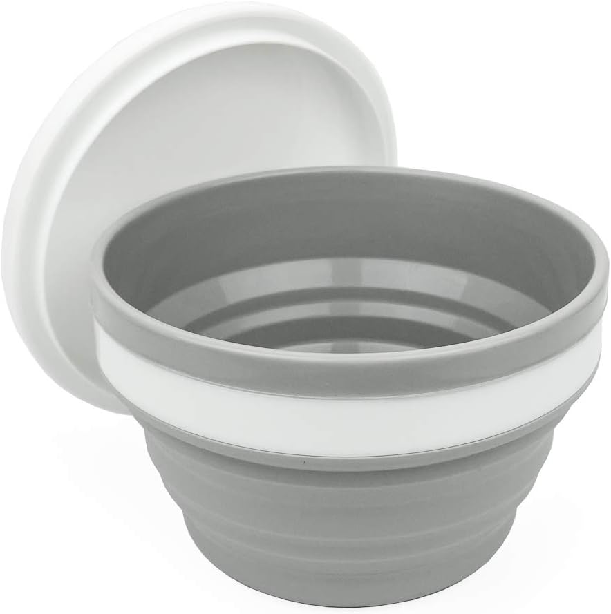 CARTINTS Silicone Collapsible Food Storage Containers with Lids, Ideal for Travel and Camping, 32oz/950ml, Grey
