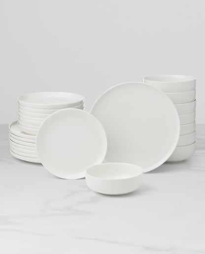 Oneida Dinnerware Set, 24 Seven White 24-Piece Dinnerware Set, Service For 8, Porcelain Material, Dishwasher And Microwave Safe, Bowls, Plates And Bowls, Dinner Dishes, Plates, Home (White, 24 Piece)