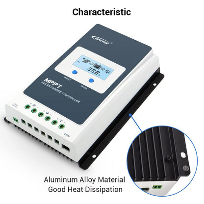 EPEVER 10A Solar Charge Controller MPPT 12V / 24V Auto Max.PV 100V Input Negative Ground Solar Panel Charge Regulator with MT50 Remote Meter Temperature Sensor RTS & PC Communication Cable RS485