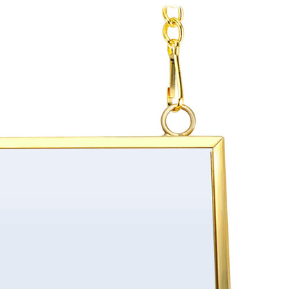 JUXYES Set of 2 Wall Hanging Brass Frames for Pressed Flowers, Golden Modern Hanging Picture Artwork Display Frame, Double Glass Floater Style Gallery Wall Frame for Photo Picture Poster etc, 4x6 Inches