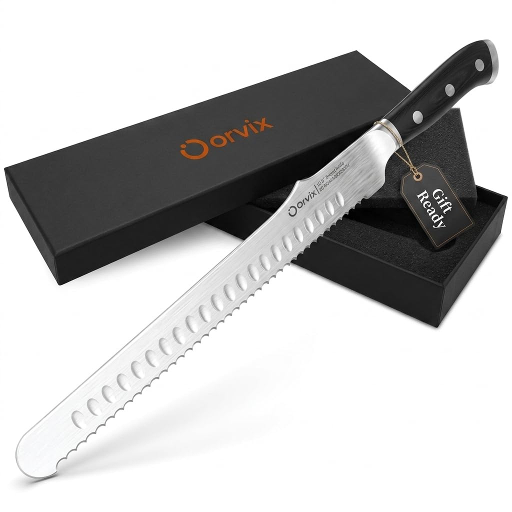 ORVIX Bread Knife 10.6 Inch Serrated Blade with 5-Inch Handle for Homemade Sourdough Bread Ultra Sharp Stainless Steel Full Tang with Ergonomic Handle Artisan Professional Series with Luxury Gift Box