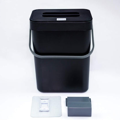 Compost Bin for Kitchen Countertop, Black Hanging Small Trash Can with Lid, Mountable Food Waste Bucket, 1.3 Gal