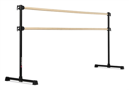 VITA Barre Portable Freestanding Double Ballet Barre, Professional, 8 Ft Bars, Black, Wood | Adjustable Height, Made in USA, Home or Gym Exercise Equipment for Kids & Adults | Dance, Fitness, Pilates
