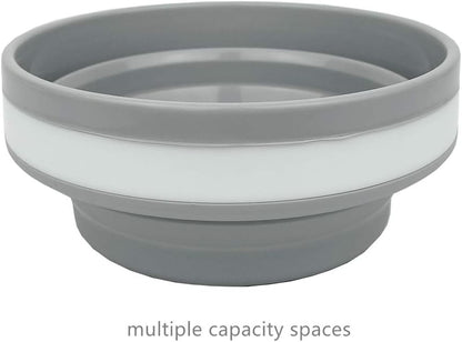 CARTINTS Silicone Collapsible Food Storage Containers with Lids, Ideal for Travel and Camping, 32oz/950ml, Grey