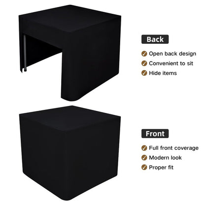 Nacuci 34X34 Inch Black Square Fitted Tablecloth Open Back Fitted Table Cloth Washable Polyester for Folding Table Display Trade Show Party Wedding Banquet Birthday