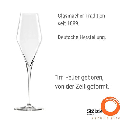 Stölzle Lausitz Champagne Glasses Quatrophil Set of 6, 9 3/4 oz – Champagne Flutes for Sparkling Wine & Prosecco – Crystal Glasses Made in Germany – Dishwasher & Shock Resistant