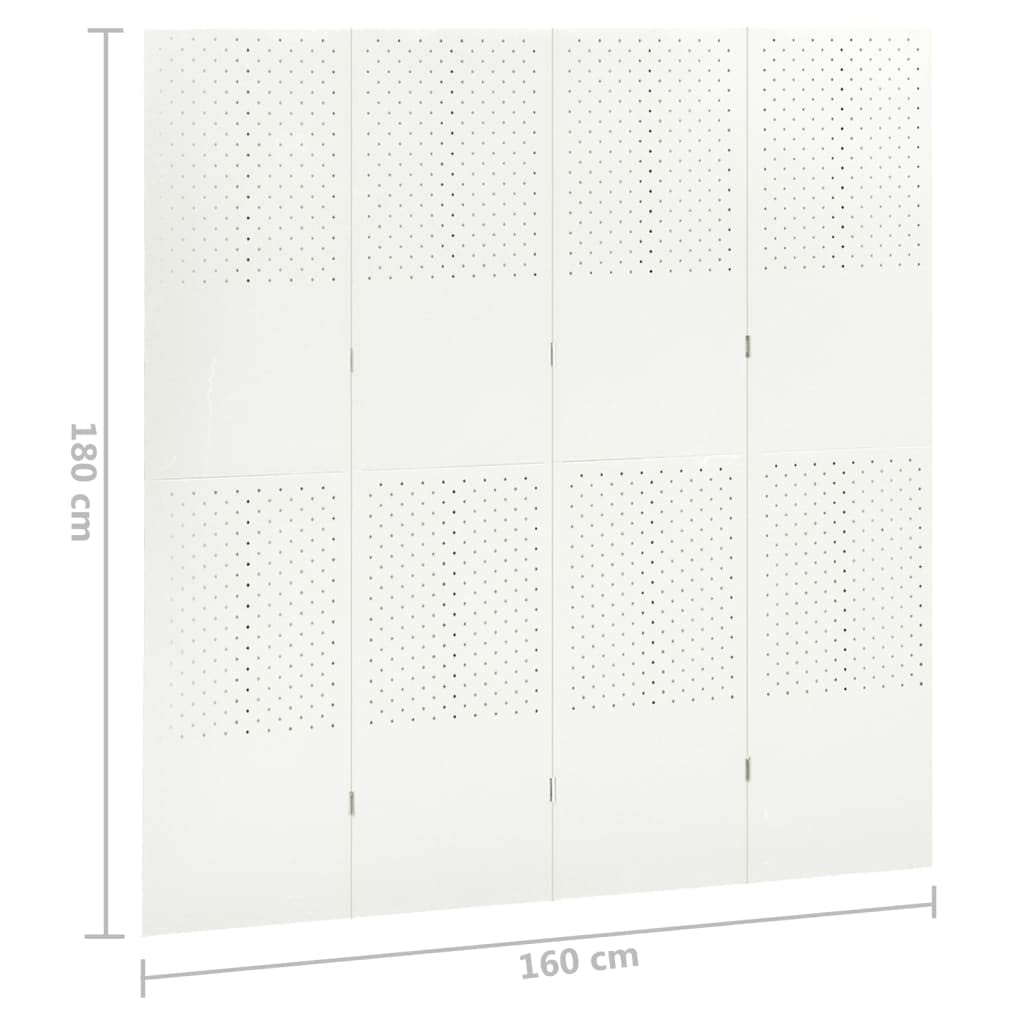 Outdoor/Indoor Room Divider, Room Screen Divider Wall Protection Privacy Furniture Indoor Bedroom, 4-Panel Room Divider White 63"x70.9" Steel