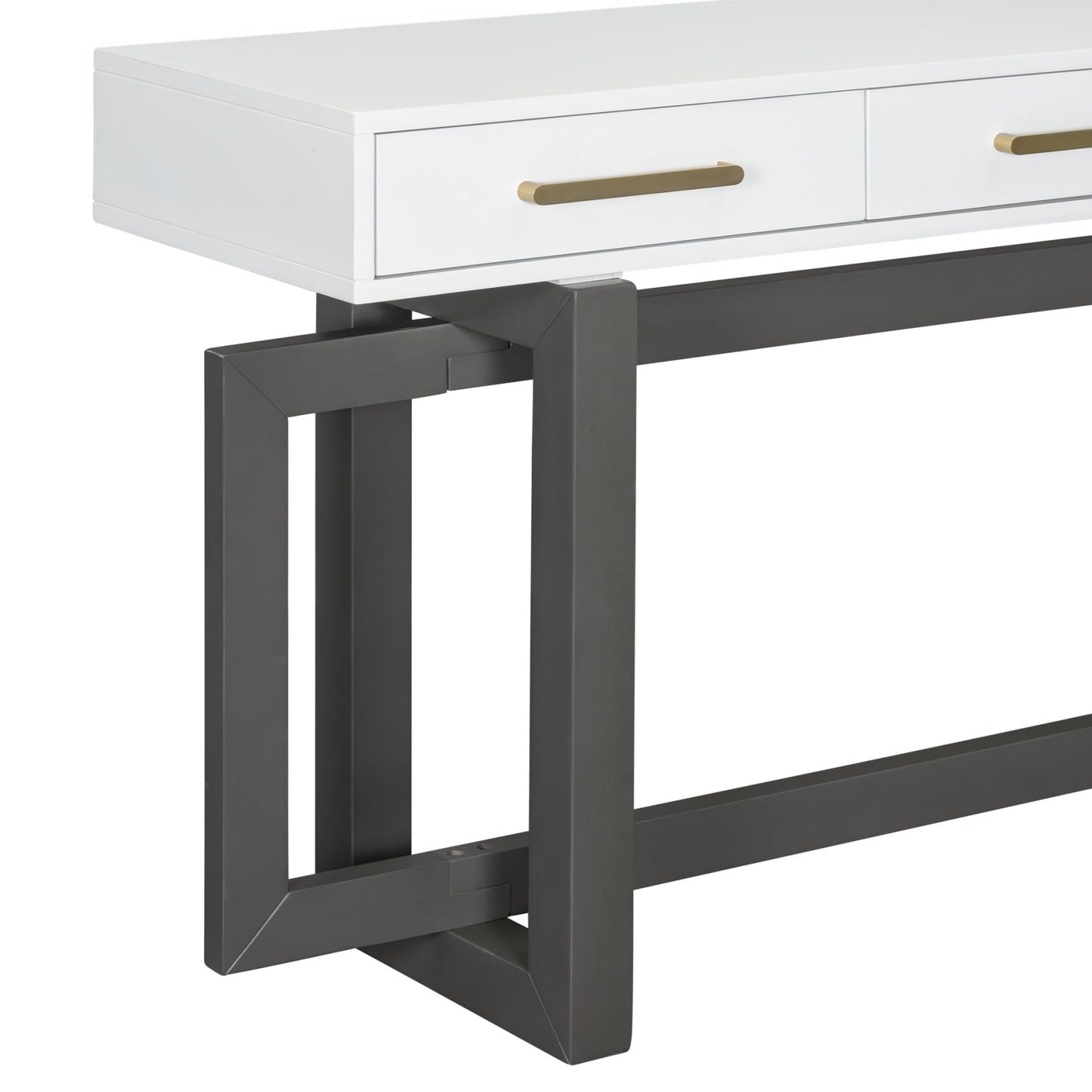 57” Console Sofa Table with 3 Storage Drawers, Modern Long Narrow Behind Couch Furniture for Living Room, Entryway, Foyer, Entrance, Hallway, Front Door, Corridor, Grey and White
