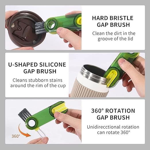3 in 1 Cup Lid Gap Cleaning Brush - Multi-Functional Bottle Lid Cleaning Tools for Home Kitchen