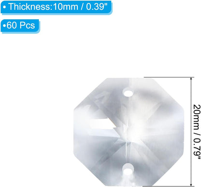 K9 2 60 Pack 20mm PATIKIL Crystal Octagon Beads Holes Pendants, Chandelier Prisms Parts Ornaments Hanging Beads for DIY