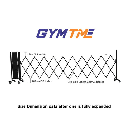 GYMTIME Industrial Expandable Metal Barricade, Portable Safety Barrier with Casters, Mobile Folding Scissor Gate, Aluminum Retractable Fence, 0-180 Degree Rotating, 23.6 Feet, Indoors Outdoors