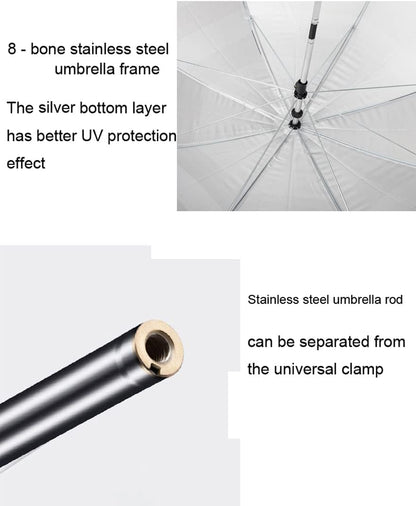 GRANDMEI Clamp,46 inches 50+ Chair Umbrella with UPF Clip on Parasol for Patio,Beach Chairs,Strollers,Wheelchairs,Golf