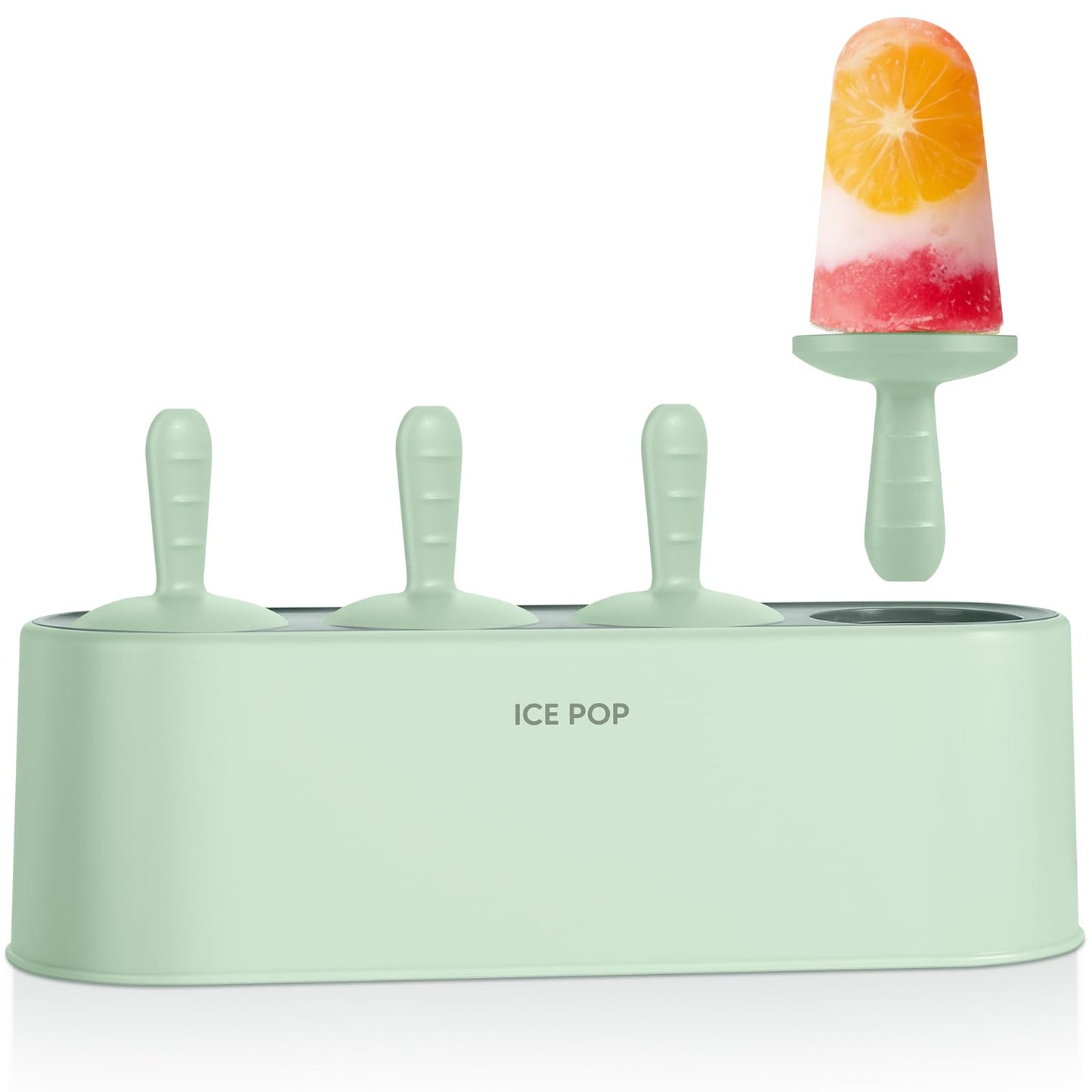 Popsicle Mold Set 4 Pieces Homemade Silicone Popsicle Maker Easy Release Ice Cream Molds Reusable DIY Pop Molds (Green, IcyClassic Pops)