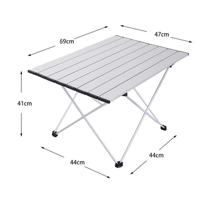 U5GAAALPPQ9 Portable Lightweight Camping Table Folding Aluminum Picnic Table Lightweight Compact Roll Up Tables Perfect for Outdoor Hiking BBQ Backpacking (69 * 47cm)