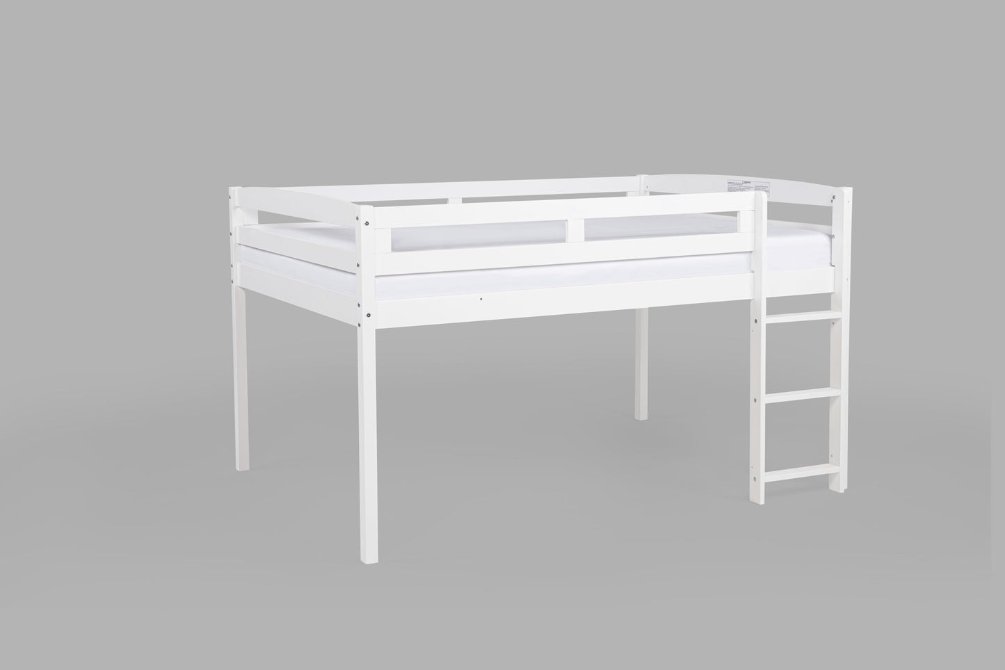 Tribeca Wood Low Loft Bed Frame / 14 Wood Slats Support/No Box Spring Necessary/Easy Assembly/Twin - White