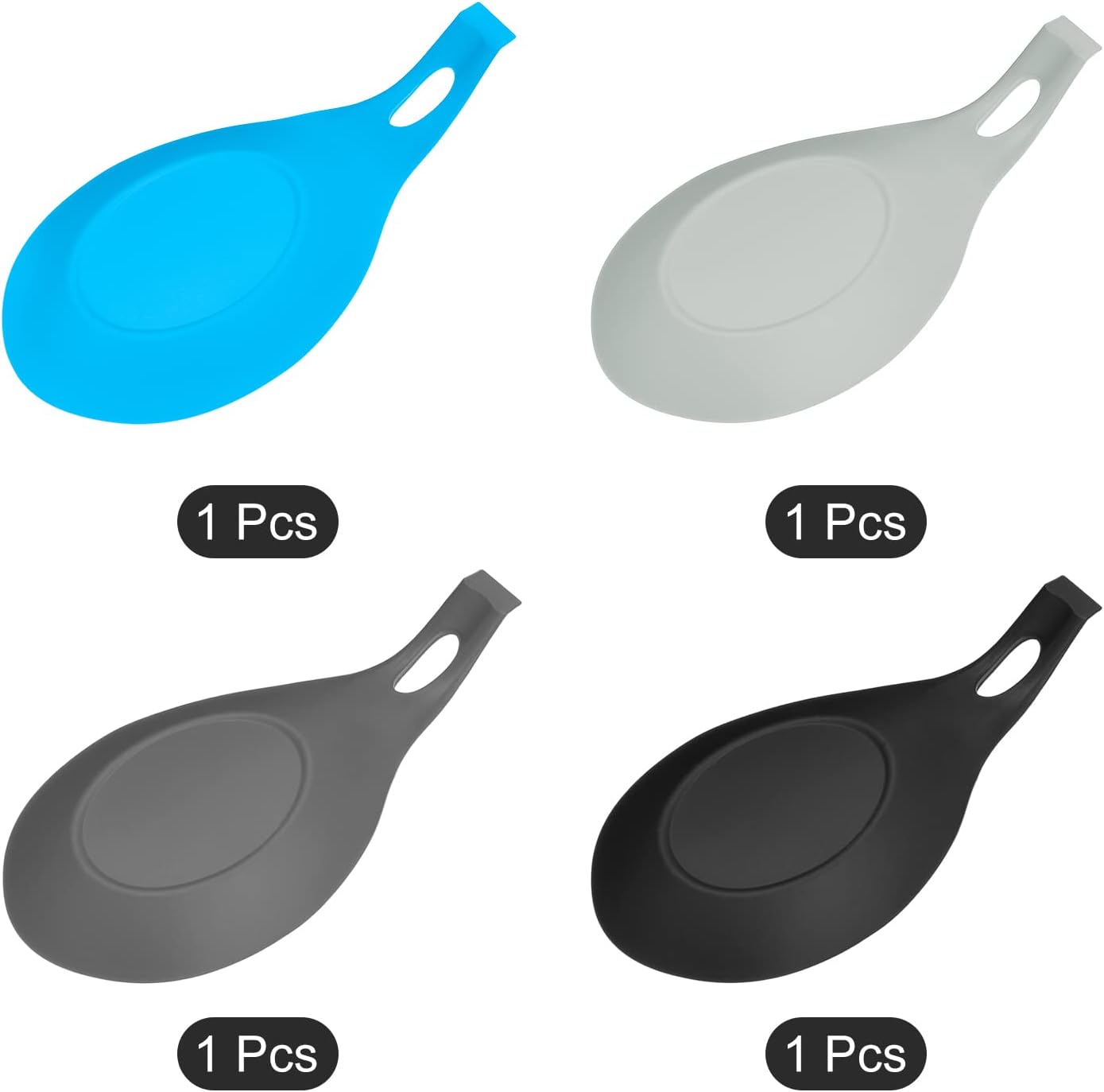 uxcell Silicone Spoon Rest - 7.68" x 3.74" Heat Resistant Kitchen Utensil Holder, Spatula Ladle Rest for Counter Stove