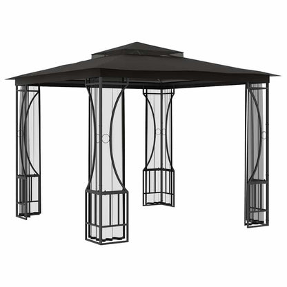 Anthracite Gazebo with Mosquito Nets, 9.8'x9.8' Outdoor Canopy Tent, UV Proof Polyester Fabric, Steel Frame, for Patio, Backyard, Deck Outdoor Structures