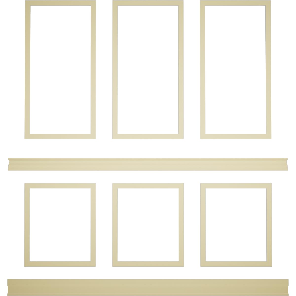 94 1/2"L (Adjustable 108"H to 132"H) Ashford Square Panel Stacked Wall Wainscot Paneling Kit