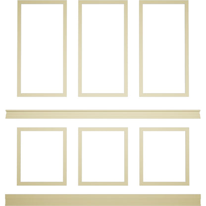 94 1/2"L (Adjustable 108"H to 132"H) Ashford Square Panel Stacked Wall Wainscot Paneling Kit
