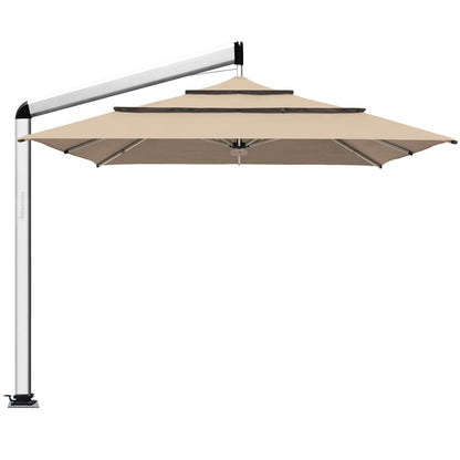 EliteShade USA Atlas 3-Tier 10x10FT Full Aluminum Cantilever Patio Umbrella for Outdoor restaurant Garden Courtyard Deck Pool and Marketing with Light,Heather Beige